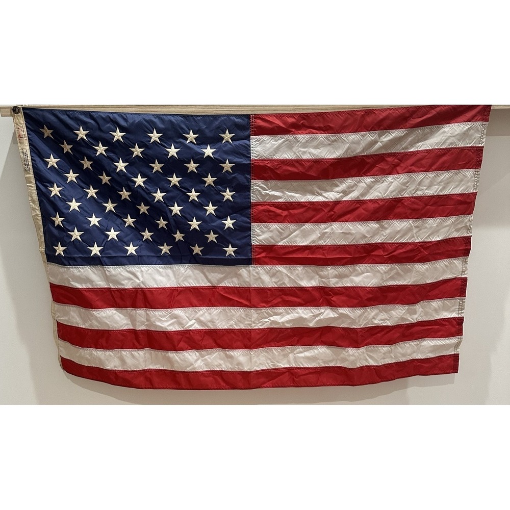 Vintage US United States 50 Stars American Flag 3x5" Dbl Sided National Nylon